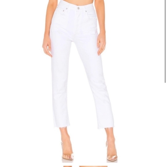 AGOLDE Hi Rise Straight Riley Crop Jeans in Blurred White Size 32 - Picture 1 of 8